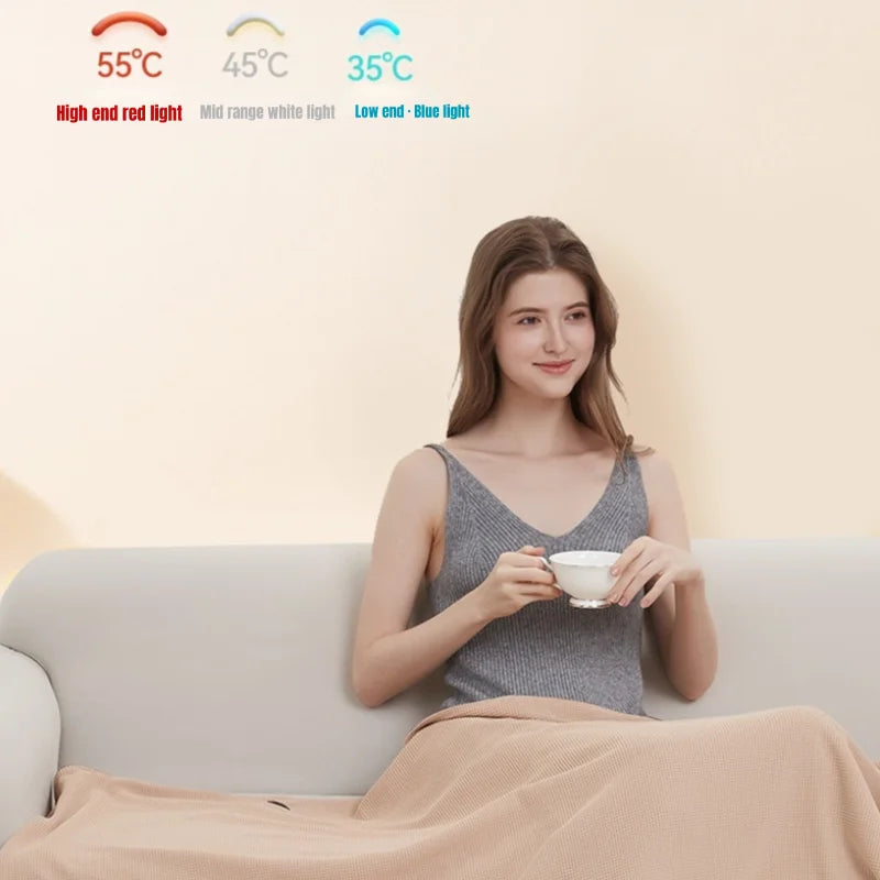 Office USB Electric Heated Blanket 3 Heating Levels Fleece Heated Mat Wearable Body Warmer Blanket  Household ，Machine Washable