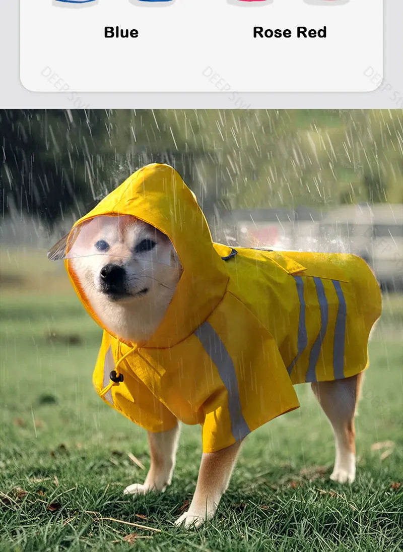 2026 New Waterproof Reflective Dog Raincoat Hooded Summer Lightweight Puppy Rain Poncho Outdoor Pet Rain Jacket For Small Dogs