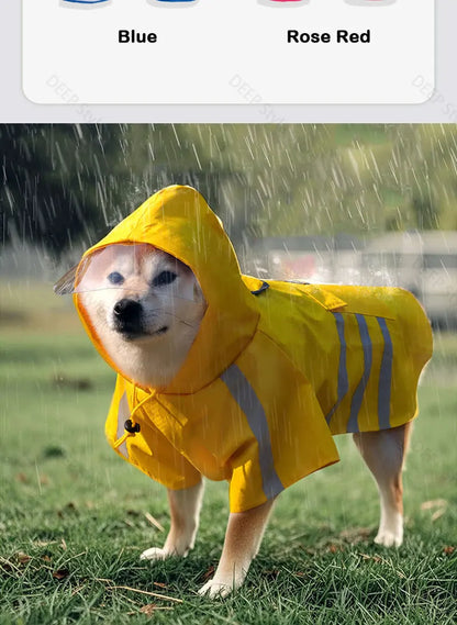 2026 New Waterproof Reflective Dog Raincoat Hooded Summer Lightweight Puppy Rain Poncho Outdoor Pet Rain Jacket For Small Dogs