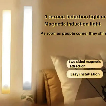 Intelligent Cabinet Light Human Body Induction Light Magnetic Suction Bedroom Bedside Wardrobe Charging Long Strip Night Light