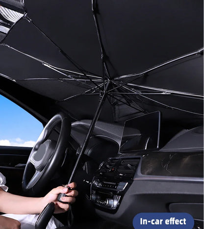 Car Windshield Sun Shade, Foldable Umbrella Sunshade/Cover for Most Cars Reflective Sunshade for Car Front Windshield