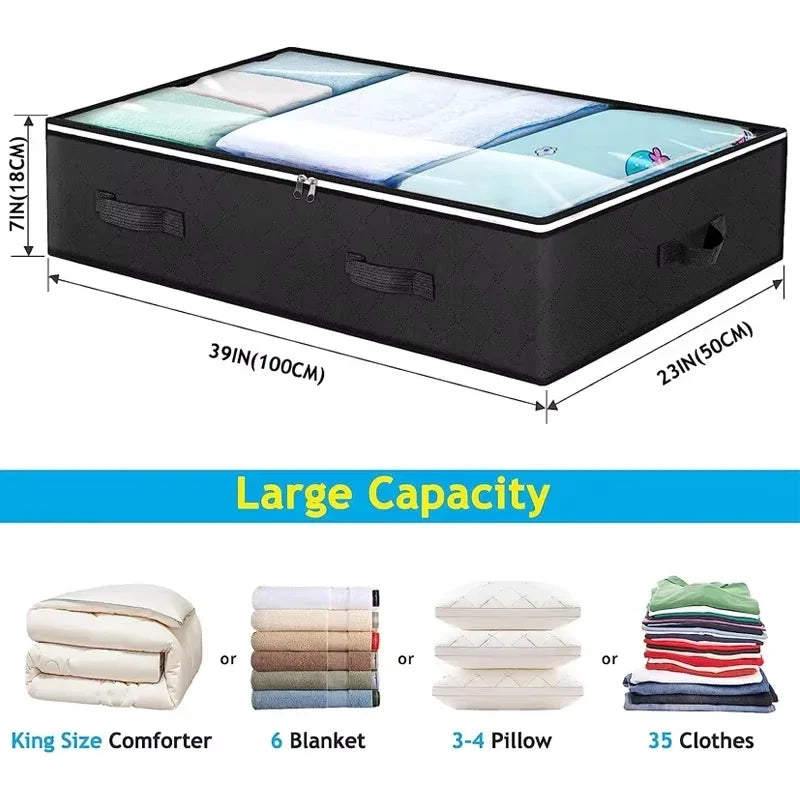 1/2pc Underbed Quilt Storage Bag Large Capacity Non-woven Foldable Clothing Sorting Bag Dustproof Storage Box Wardrobe Organizer