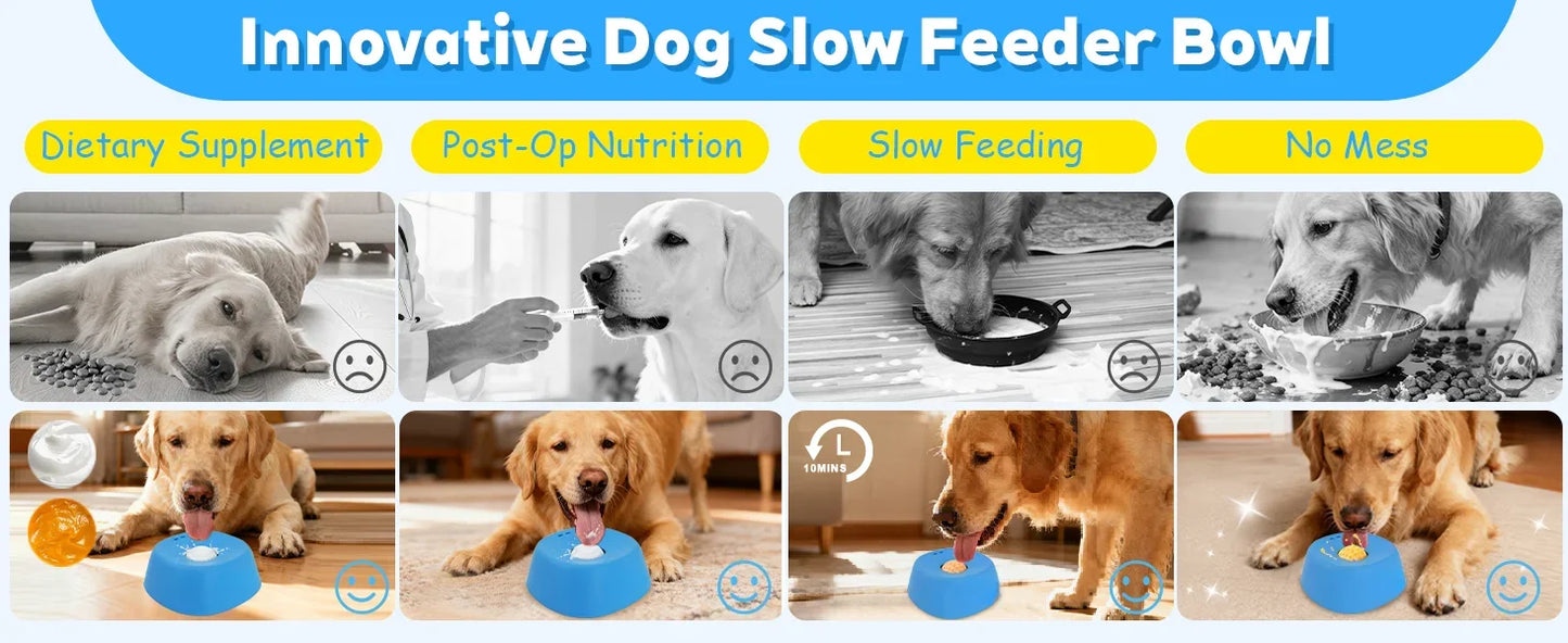Anti-Choking Slow Feeder Dog Bowl Non-Slip 3/4 Cup - Lick Toy for Liquid Treats Bone Broth Yogurt
