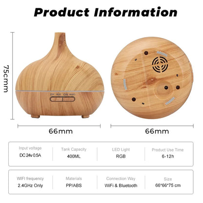 WiFi Smart Air Humidifier 400ml Essential Oil Diffuser Aromatherapy Ultrasonic Air Humidifiers Cool Mist Sprayer Humidificador