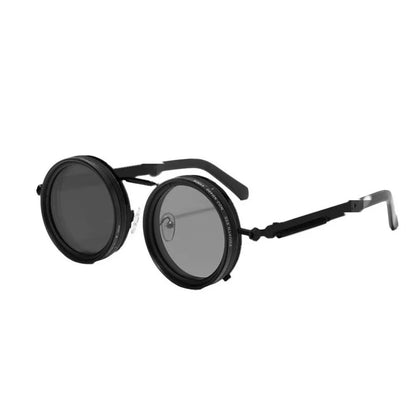 Round Frame Fishing Sunglasses Anti UV Protection Manual Rotating Adjustable Dimming Glasses TAC Metal ND Filter Sunglasses