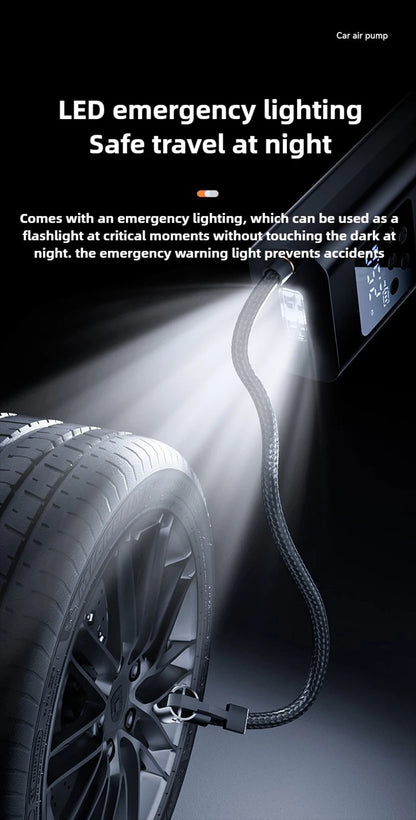 Wireless/Wired Electric Tire Inflator LCD Digital Display Portable Tyre Inflator with LED Light Digital Inflator Inflatable Pump
