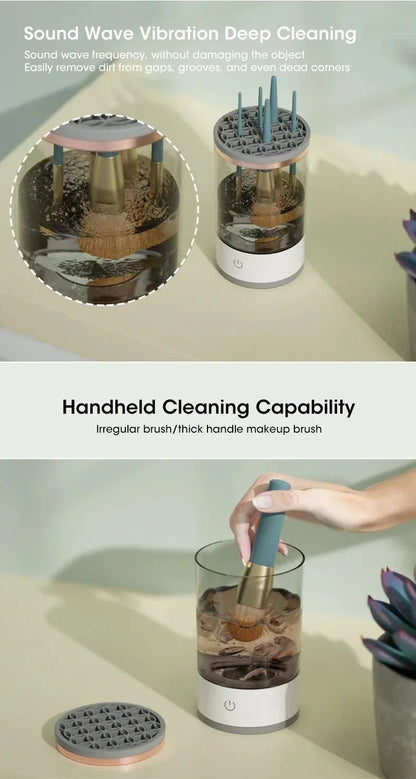 3 In 1 Automatic Electric Makeup Brush Cleaner For Women Quick Dry Spinner Tool Lazy Cleaning Brush Holder Stand