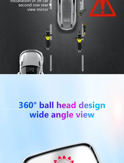 SEAMETAL 2pcs Car Mirror Wide Angle Car Blind Spot Mirrors 360 Degree Adjustable Observe HD Rearview Mirrors Car Accessories