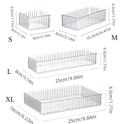 Stackable Acrylic Drawer Organizer - Adjustable Divider Trays for Cosmetics, Modular Makeup Storage Box