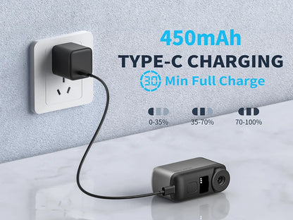 TOPUMP TB2 PRO Mini Portable Electric Pump for Bike Cordless Tire Inflator 120PSI Max 450mAh Battery with Screen Fast Charging