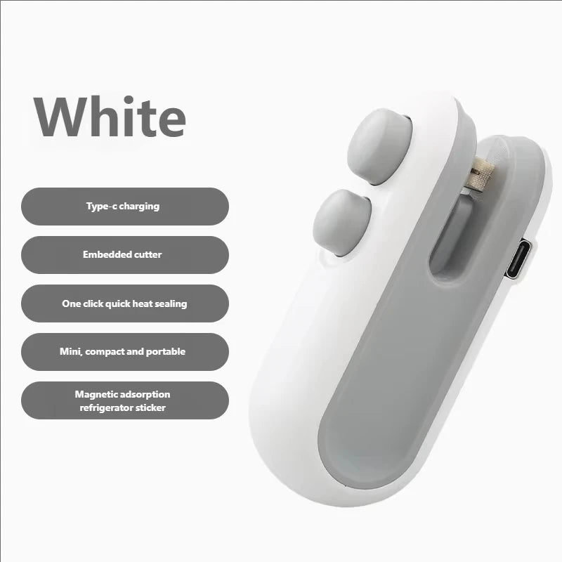 Mini Sealing Machine USB Rechargable Heat Sealer Storage Bag Plastic Package Food Sealer Clip Bag Handheld Food Heat Sealer