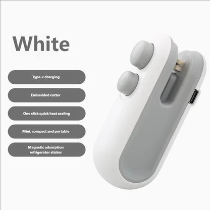 Mini Sealing Machine USB Rechargable Heat Sealer Storage Bag Plastic Package Food Sealer Clip Bag Handheld Food Heat Sealer