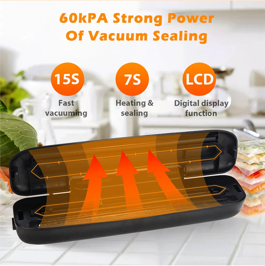Home Kitchen Vacuum Food Sealer Packaging Machine, One-Click Automatic Vacuum Sealing System, Multifunctional Portable Fresh