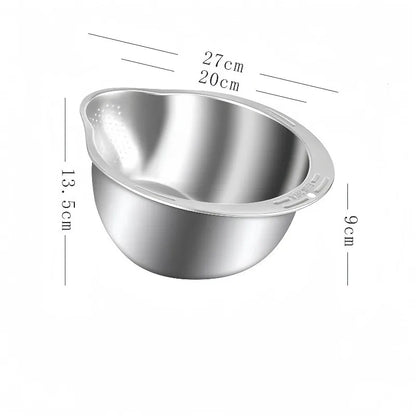 Stainless Steel Rice Bowl with Drain Hole Rice Vegetable Washing Basket Fruit Strainer Colander Basket Kitchen Drain Basket