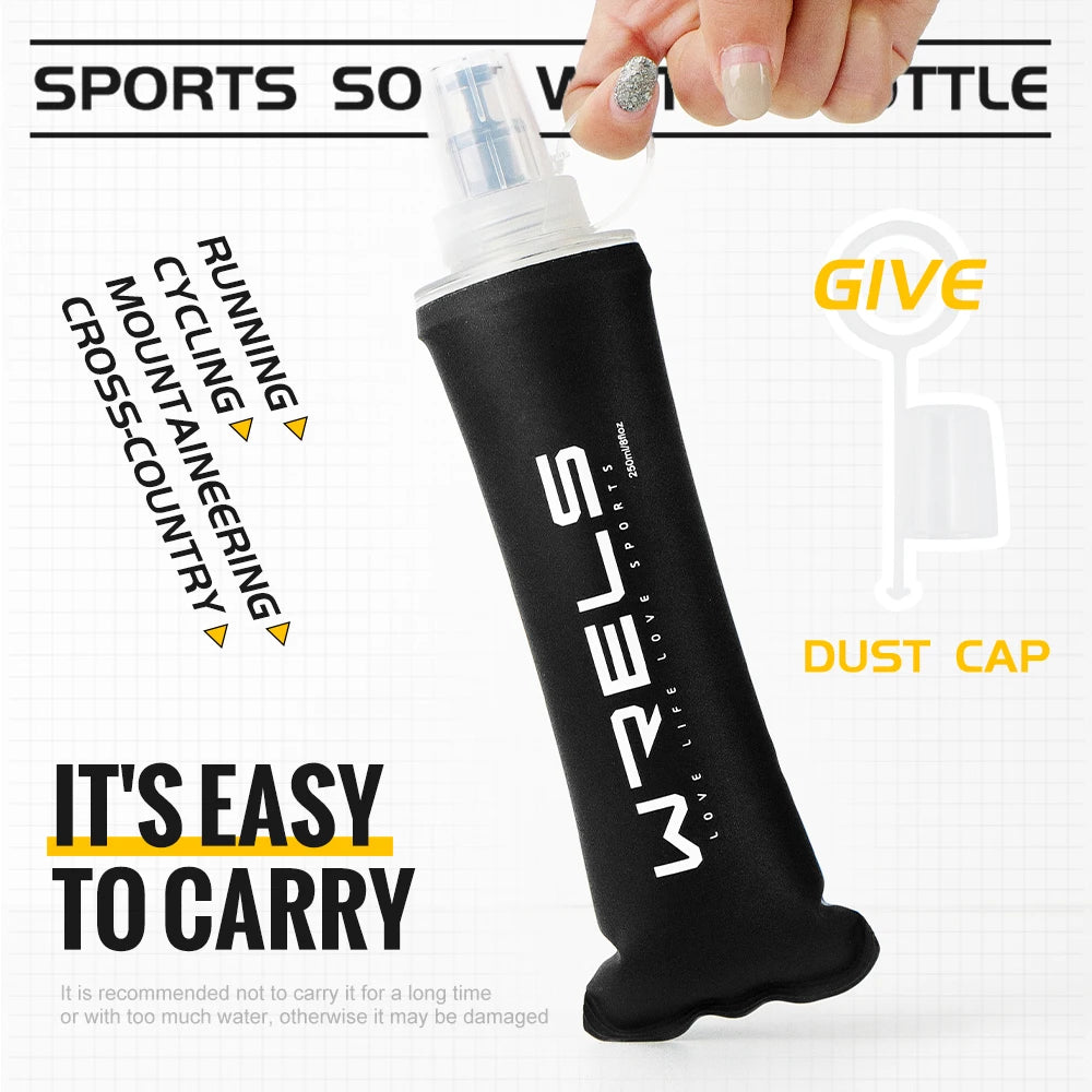 WRELS Sports Water Bottle Large Capacity Motivational Portable Water bottle Outdoor Sport Fitness BPA Free Folding Water Bottle
