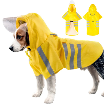 2026 New Waterproof Reflective Dog Raincoat Hooded Summer Lightweight Puppy Rain Poncho Outdoor Pet Rain Jacket For Small Dogs