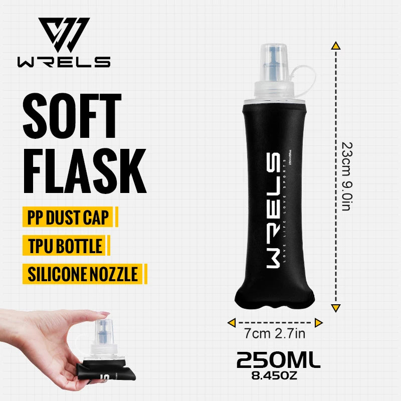 WRELS Sports Water Bottle Large Capacity Motivational Portable Water bottle Outdoor Sport Fitness BPA Free Folding Water Bottle