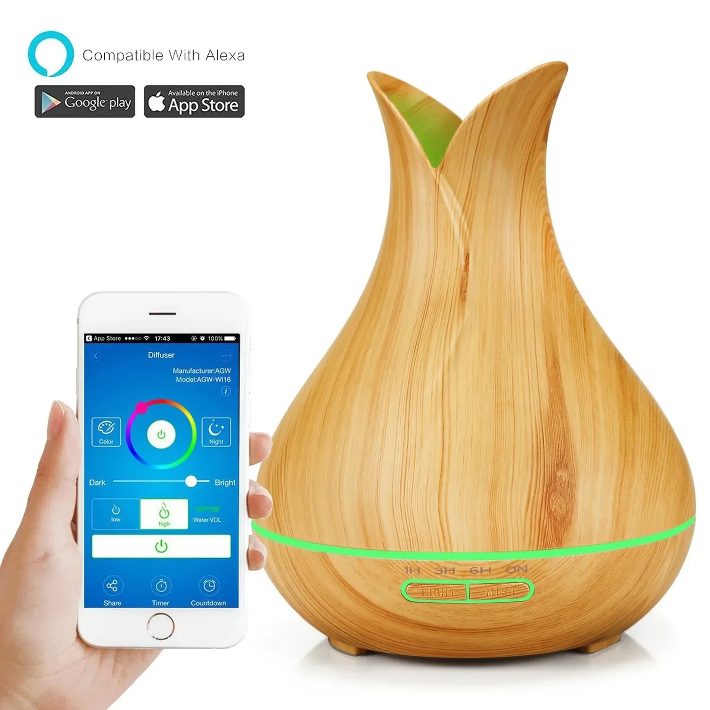 WiFi Smart Air Humidifier 400ml Essential Oil Diffuser Aromatherapy Ultrasonic Air Humidifiers Cool Mist Sprayer Humidificador