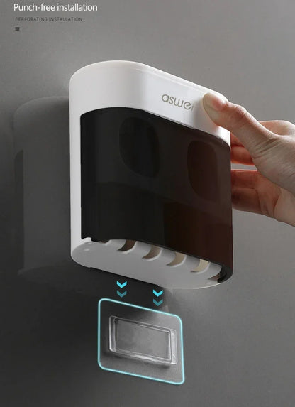 Wall Mounted Toothpaste Squeezer Automatic Toothpaste Dispenser Magnetic Toothbrush Holder Toothpaste Rack Bathroom Accessories