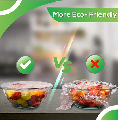 6PCS Food Grade Silicone Bowl Covers – Universal Elastic Round Lids with Airtight Seal – Reusable Kitchen Food Savers