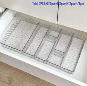 Stackable Acrylic Drawer Organizer - Adjustable Divider Trays for Cosmetics, Modular Makeup Storage Box