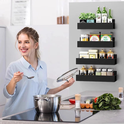 Refrigerator Magnetic Spice Rack,Carbon Steel Magnetic Rack,Can Store Seasoning Bottles,Oil Pots,Snacks,Tea Leaves,Etc.in Layers