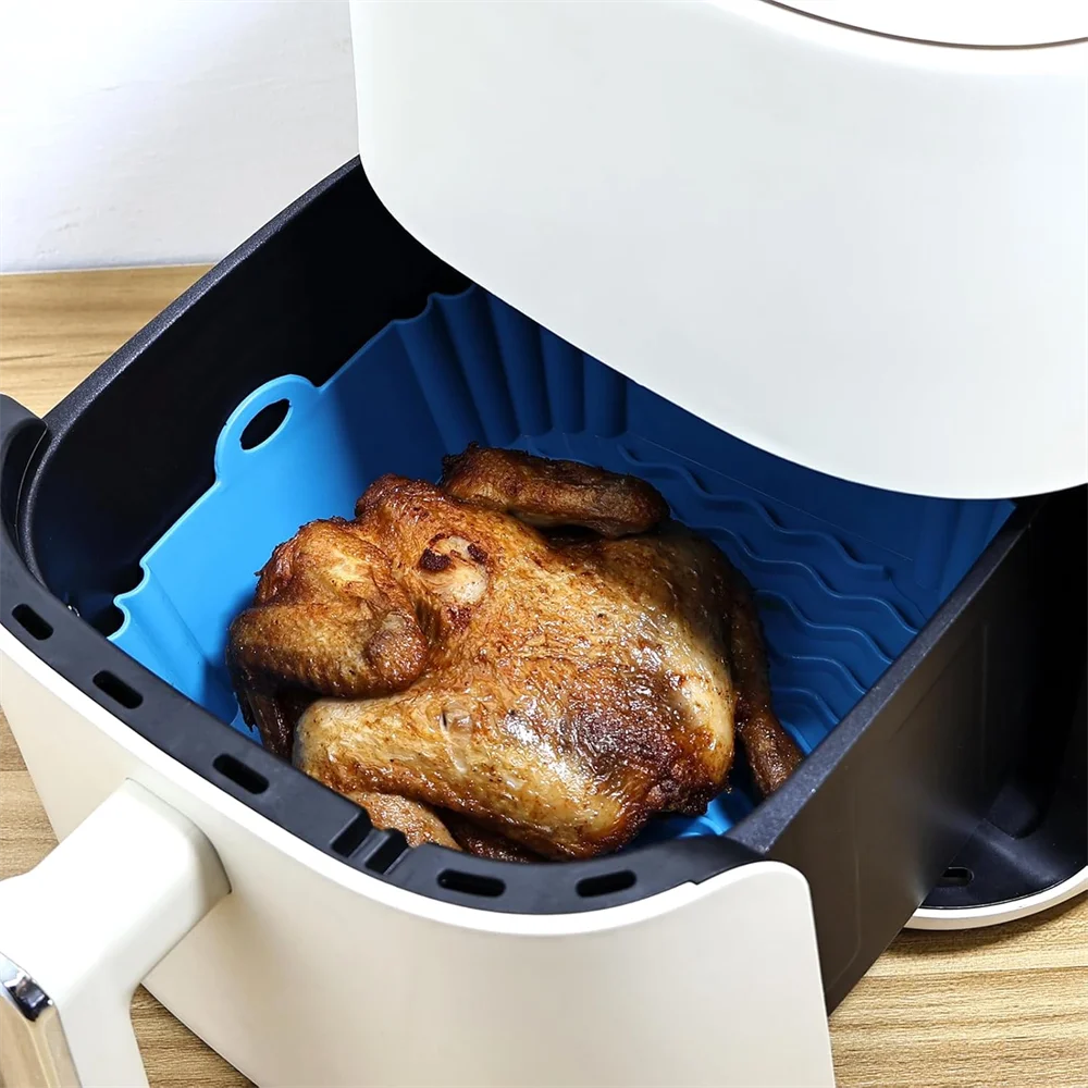 Silicone Air Fryer Liners, Replacement of Parchment Paper Liner - Reusable & Heat Resistant Air Fryer Silicone Baking Tray