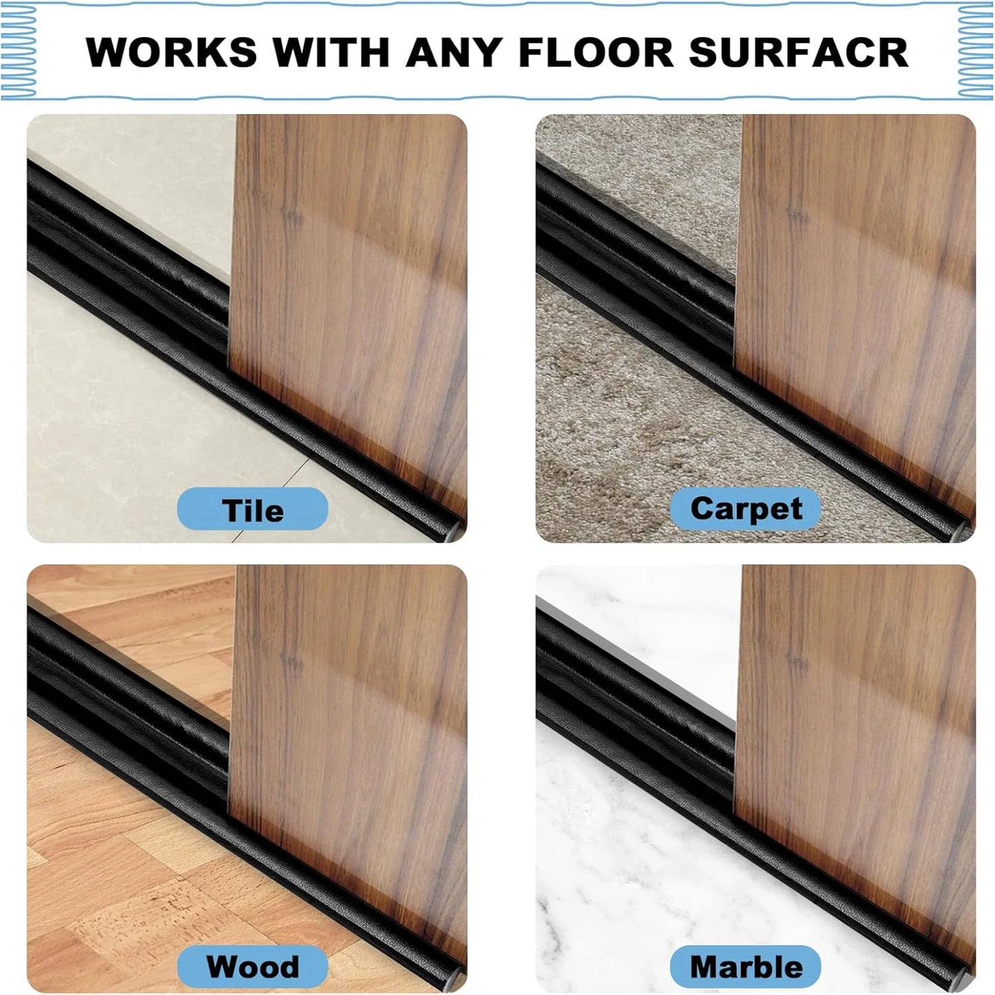 Flexible Cutable Door Bottom Weather Strip Noise Blocker Insulant Draft Stopper Sound Proof Dust Waterproof Seal Strip Tape