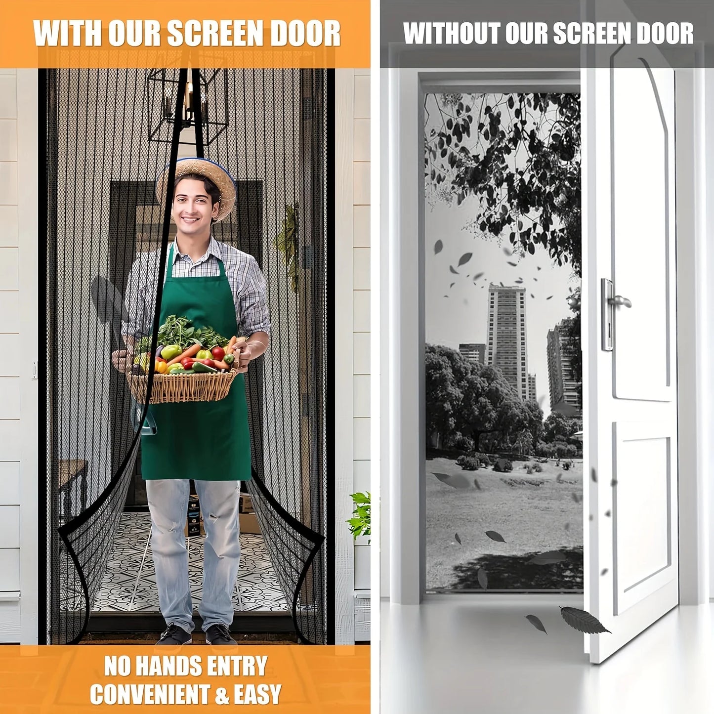 Magnetic Screen Door for Easy Installation - Prevents Insects from Entering, Allows Fresh Air to Flow | Durable Mesh Curtain