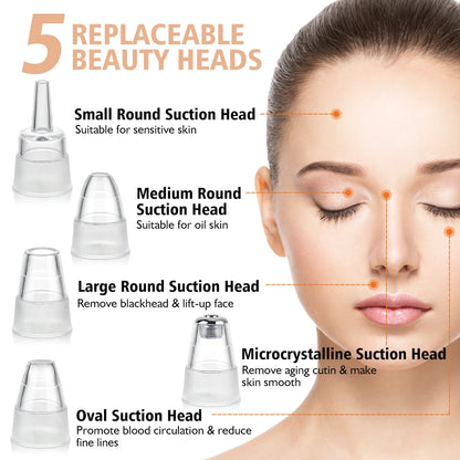 Electric Vacuum Blackhead Remover EMS Ultrasonic Skin Scrubber Spatula Pimple Acne Needle Tool Facial Pore Cleaner Skin Care Set