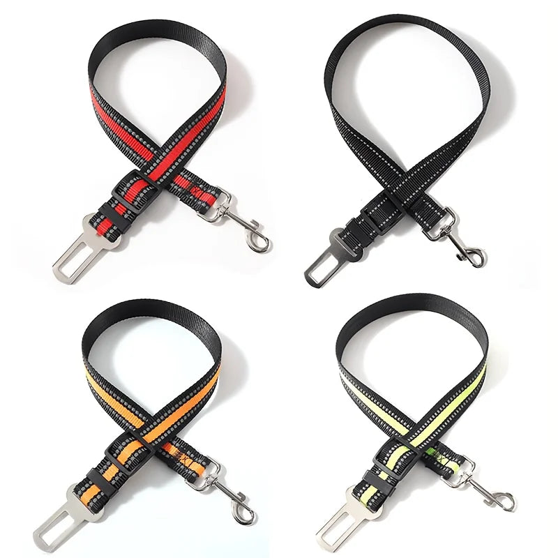 Pets Car Seat Belt, Attaches To Harness & Collar, Adjustable Travel Restraint Fits Small - Large Pups for Safety & Comfort