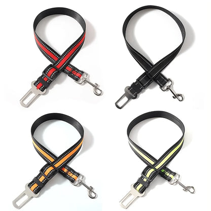 Pets Car Seat Belt, Attaches To Harness & Collar, Adjustable Travel Restraint Fits Small - Large Pups for Safety & Comfort