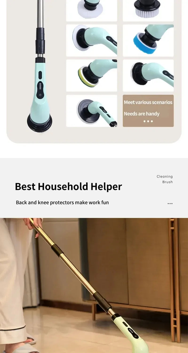 Multifunctional Electric Cleaning Brush Electric Cordless Spin Scrubber Toilet Mops Portable Cleaning Tool For Kitchen/Bathroom
