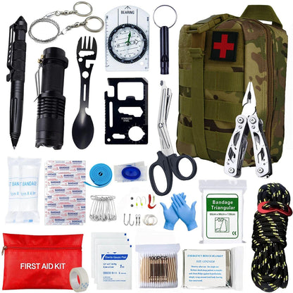 2025 Full Military Survival Kit Emergency Package Car Breaker Survival Equipment Accessories with First Aid Kit