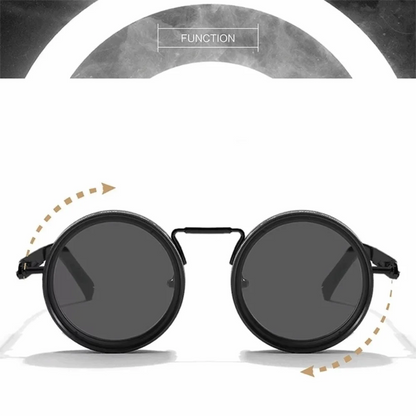 Round Frame Fishing Sunglasses Anti UV Protection Manual Rotating Adjustable Dimming Glasses TAC Metal ND Filter Sunglasses