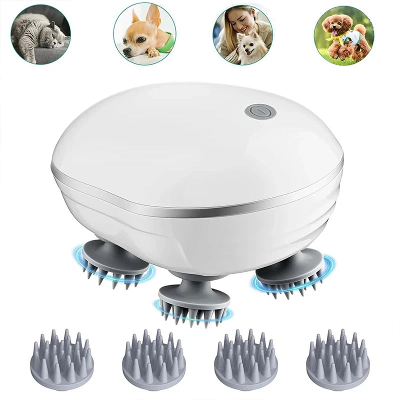 Electric Scalp Massager Head Massage Device Adjustable Speed Deep Tissue Vibration Hair Growth Relaxation Waterproof Tool