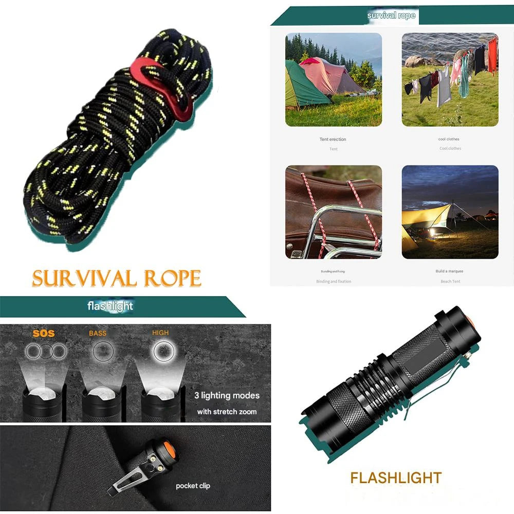 2025 Full Military Survival Kit Emergency Package Car Breaker Survival Equipment Accessories with First Aid Kit