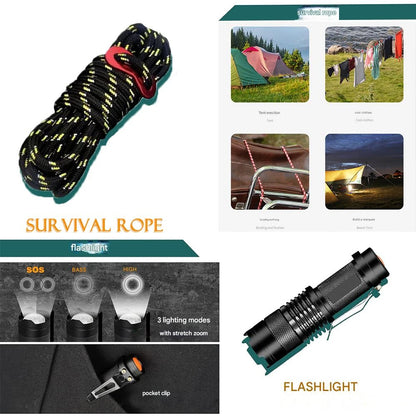 2025 Full Military Survival Kit Emergency Package Car Breaker Survival Equipment Accessories with First Aid Kit