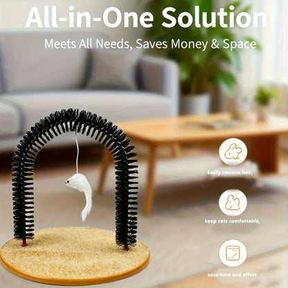 Cat Self-Grooming Replacement Brush Arched Comb with Detachable Massager for Fur Removal, Indoor Cat Care Gift for Pets