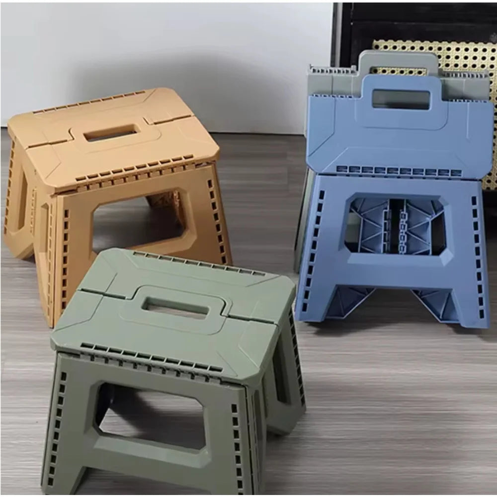 Folding Step Stool Strong Load-bearing Heavy-Duty Chair Travel Use Compact Collapsible Chair with Handle Camping Supplies