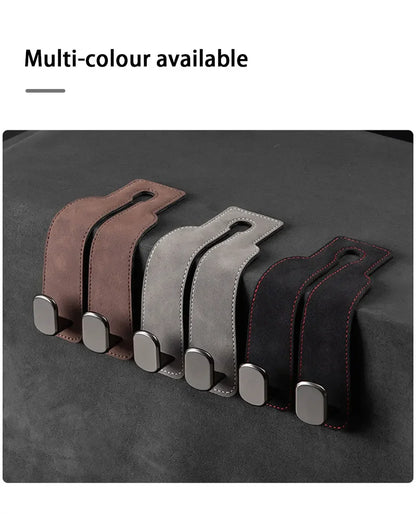 Quality Car Headrest Hook Premium Suede Rear Seat Hanging Dual Hook 20KG Large Load-Bearing Alloy Hook Hanger Universal
