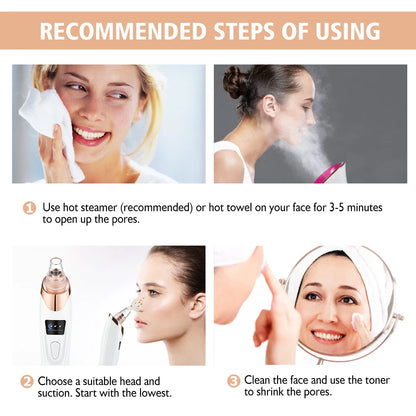 Electric Vacuum Blackhead Remover EMS Ultrasonic Skin Scrubber Spatula Pimple Acne Needle Tool Facial Pore Cleaner Skin Care Set