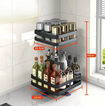 360°Rotation Spice Rack Non-Skid Organizer Jar Carbon Steel Storage Tray For Seasonings And Spices Cans For Kitchen Accessories