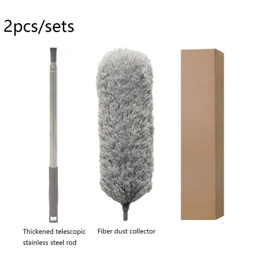 Retractable Microfiber Gap Dust Cleaner with Extension Pole Reusable Bendable Long Handle Feather Duster Kit for House Cleaning
