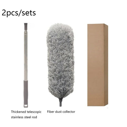 Retractable Microfiber Gap Dust Cleaner with Extension Pole Reusable Bendable Long Handle Feather Duster Kit for House Cleaning