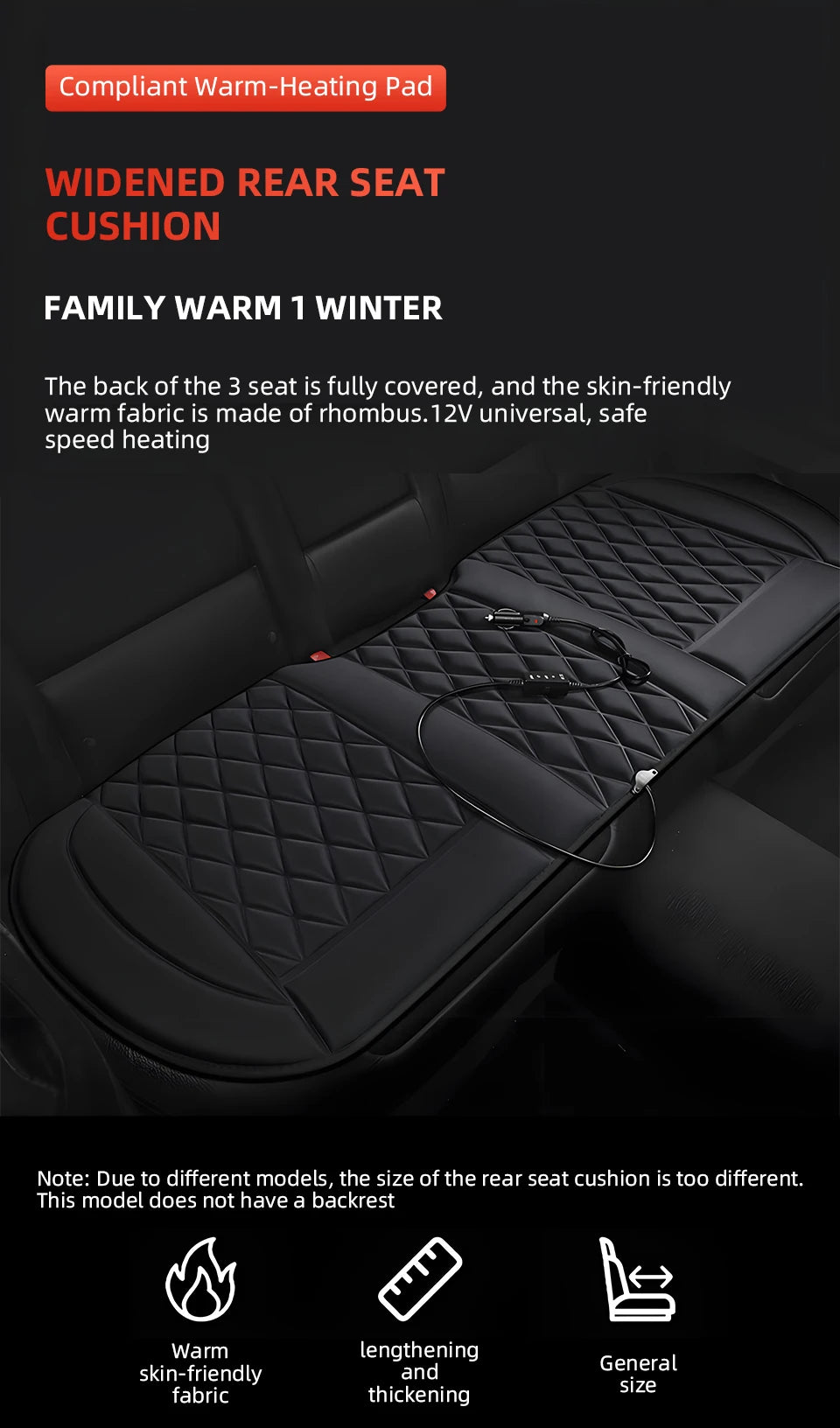 12V Universal Car Heated Seats Cushion Fast Heating Car Seat Covers Warm Winter Car Accessories Heating Pads Available Black＆Red