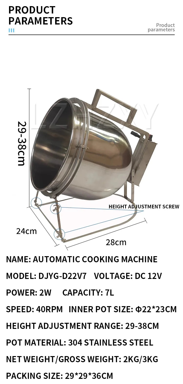 Stainless Steel Stir Fryer, Large Capacity Automatic Flipping and Cooking Machine, Home Outdoor Barbecue, Kitchen