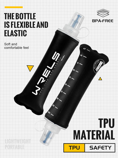 WRELS Sports Water Bottle Large Capacity Motivational Portable Water bottle Outdoor Sport Fitness BPA Free Folding Water Bottle