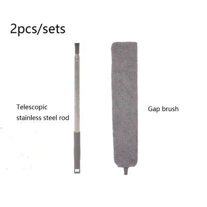 Retractable Microfiber Gap Dust Cleaner with Extension Pole Reusable Bendable Long Handle Feather Duster Kit for House Cleaning