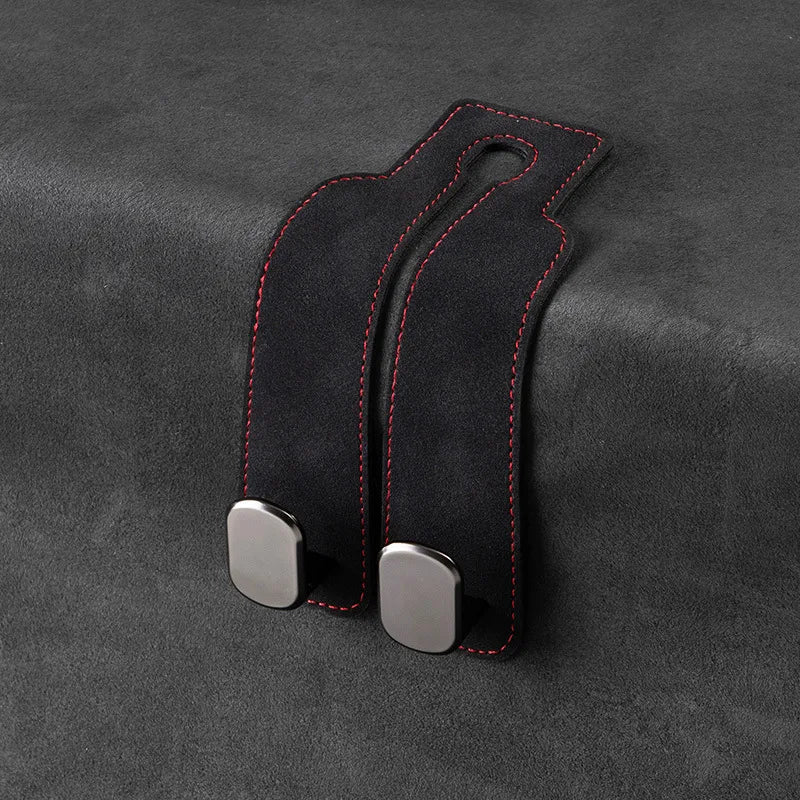 Quality Car Headrest Hook Premium Suede Rear Seat Hanging Dual Hook 20KG Large Load-Bearing Alloy Hook Hanger Universal